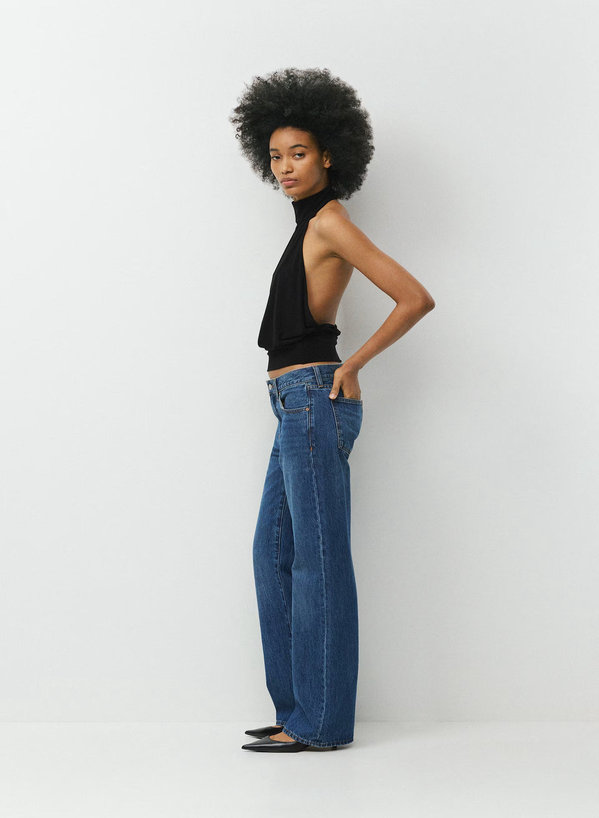 Low-Rise Wide-Leg Jeans - Dark Blue