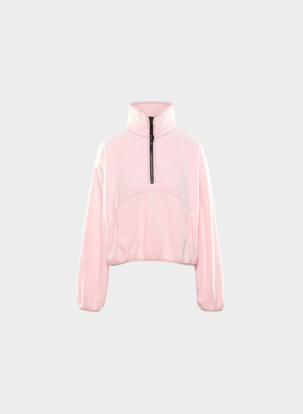 Oversized Half-Zip Microfleece Pullover - Gray