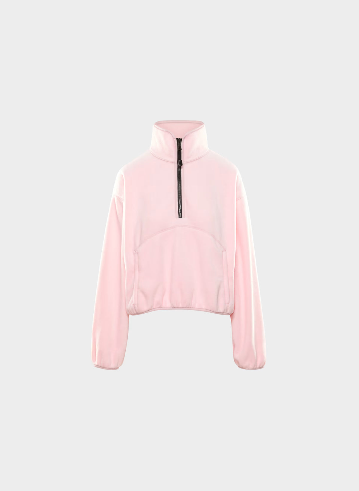 Oversized Half-Zip Microfleece Pullover - Gray