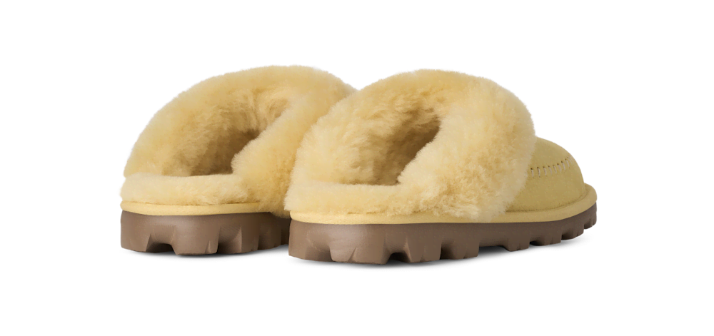 Women's Suede Sheepskin Lined Slippers - Mustard