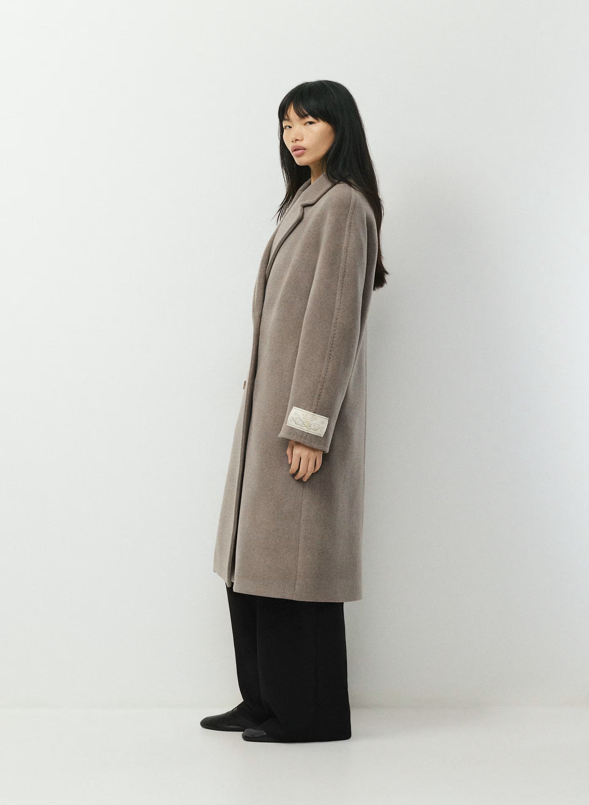 Double-Breasted Wool Cashmere Coat - Herringbone