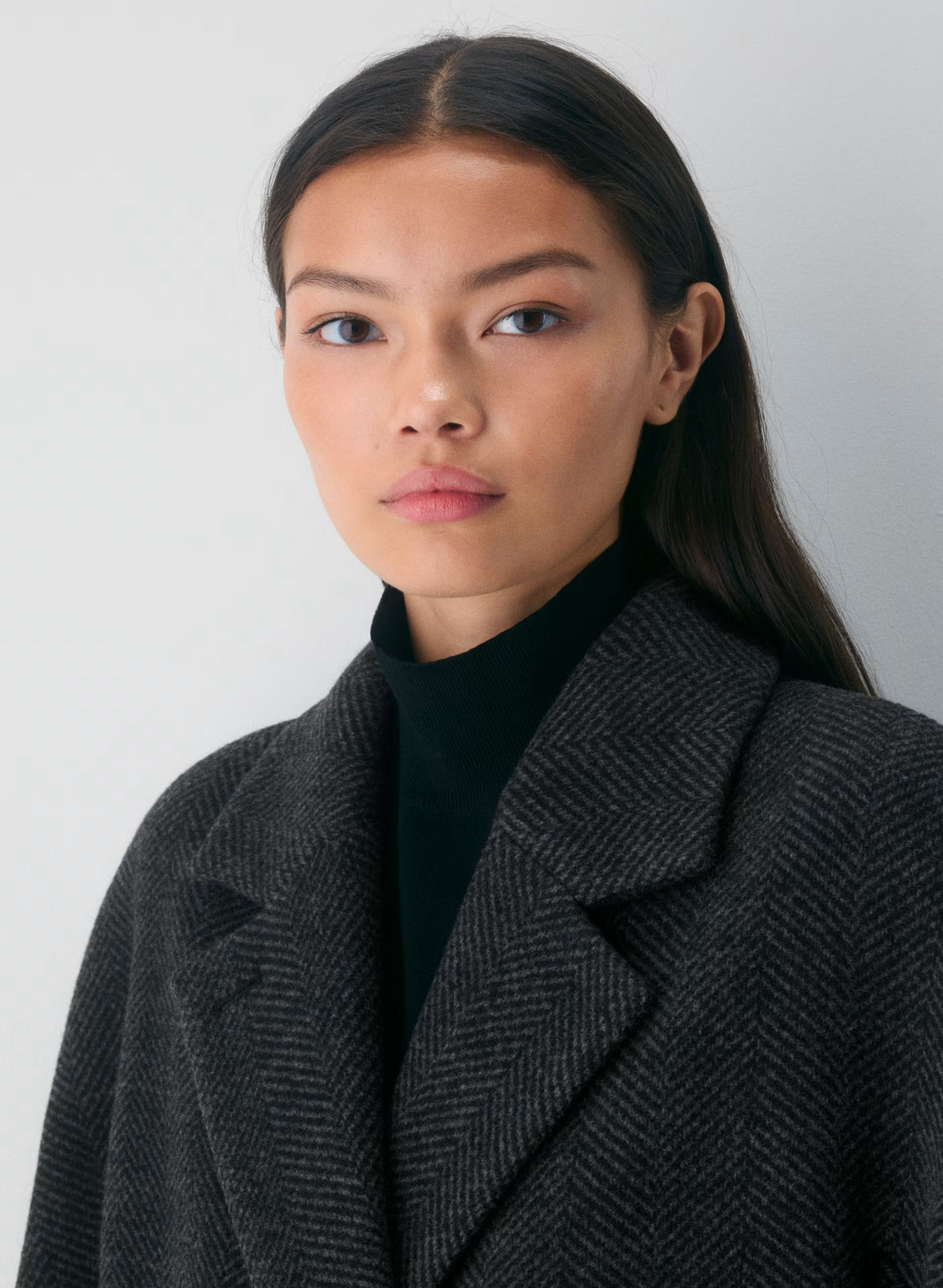 Double-Breasted Wool Cashmere Coat - Herringbone