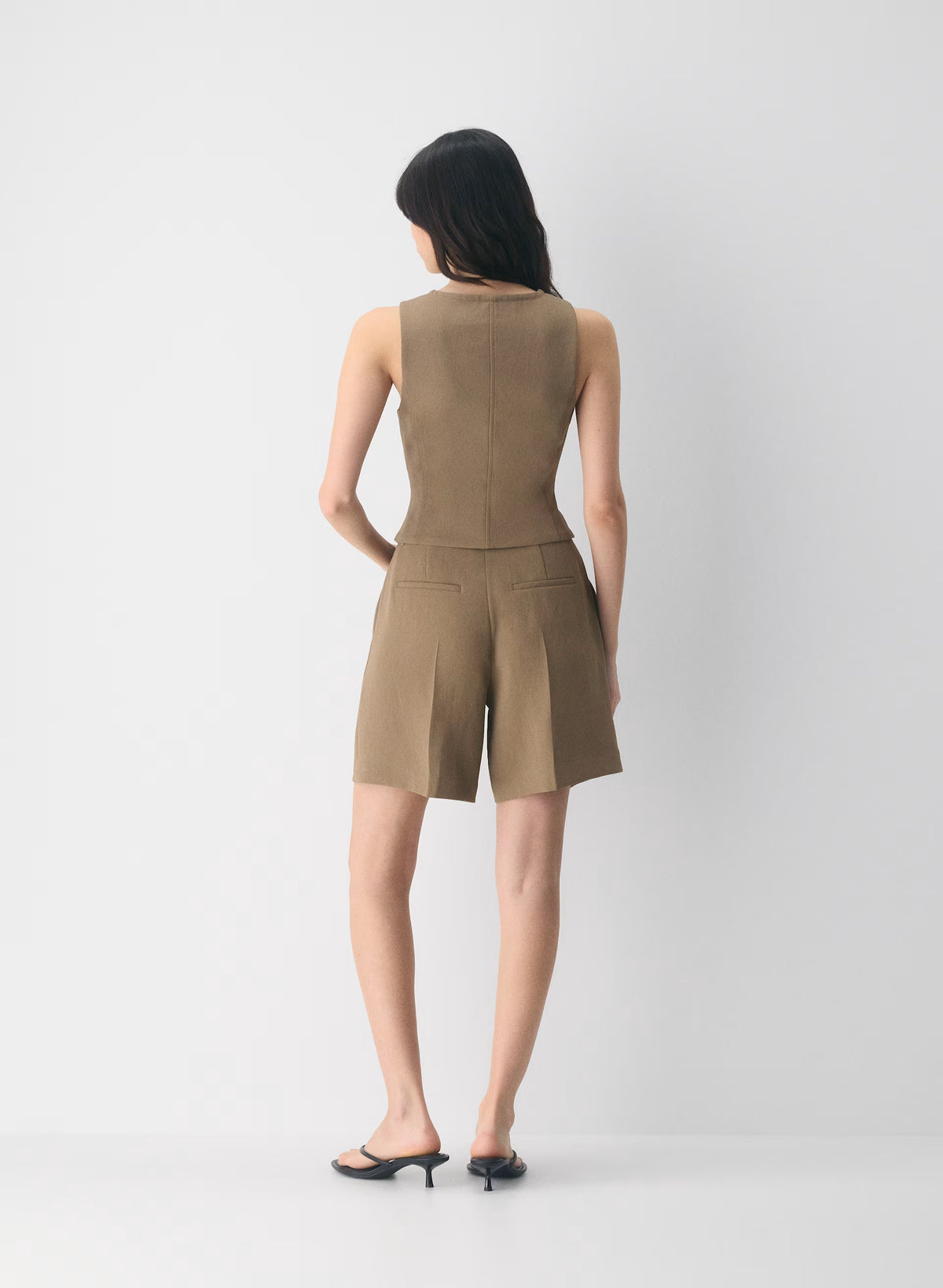 Lined Tailored Suit Vest - Olive