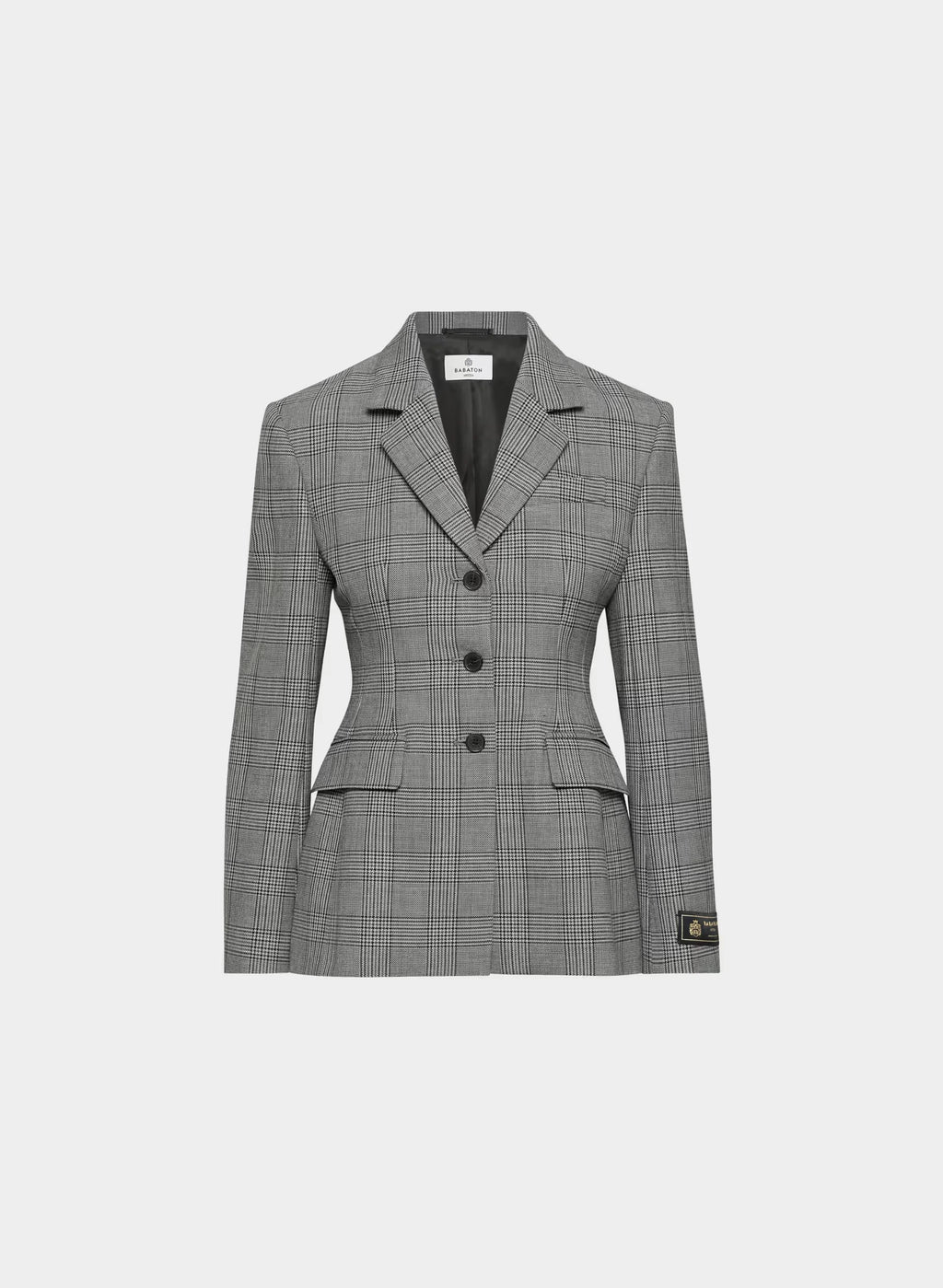 Single-Breasted Stretch Blazer - Brown Check