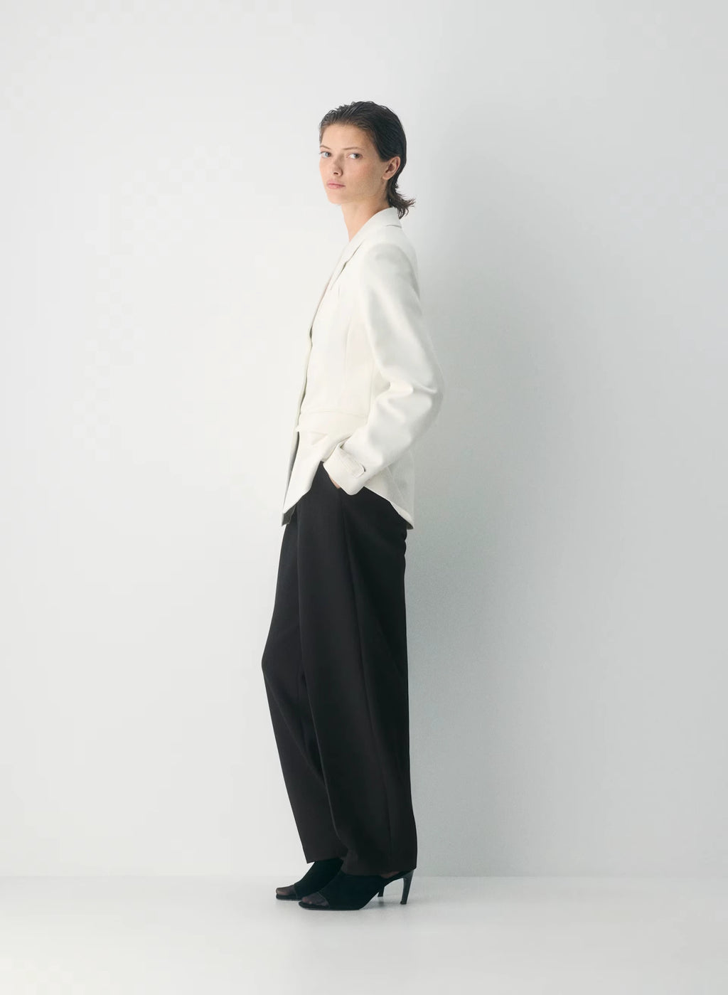 Single-Breasted Stretch Blazer - Brown Check