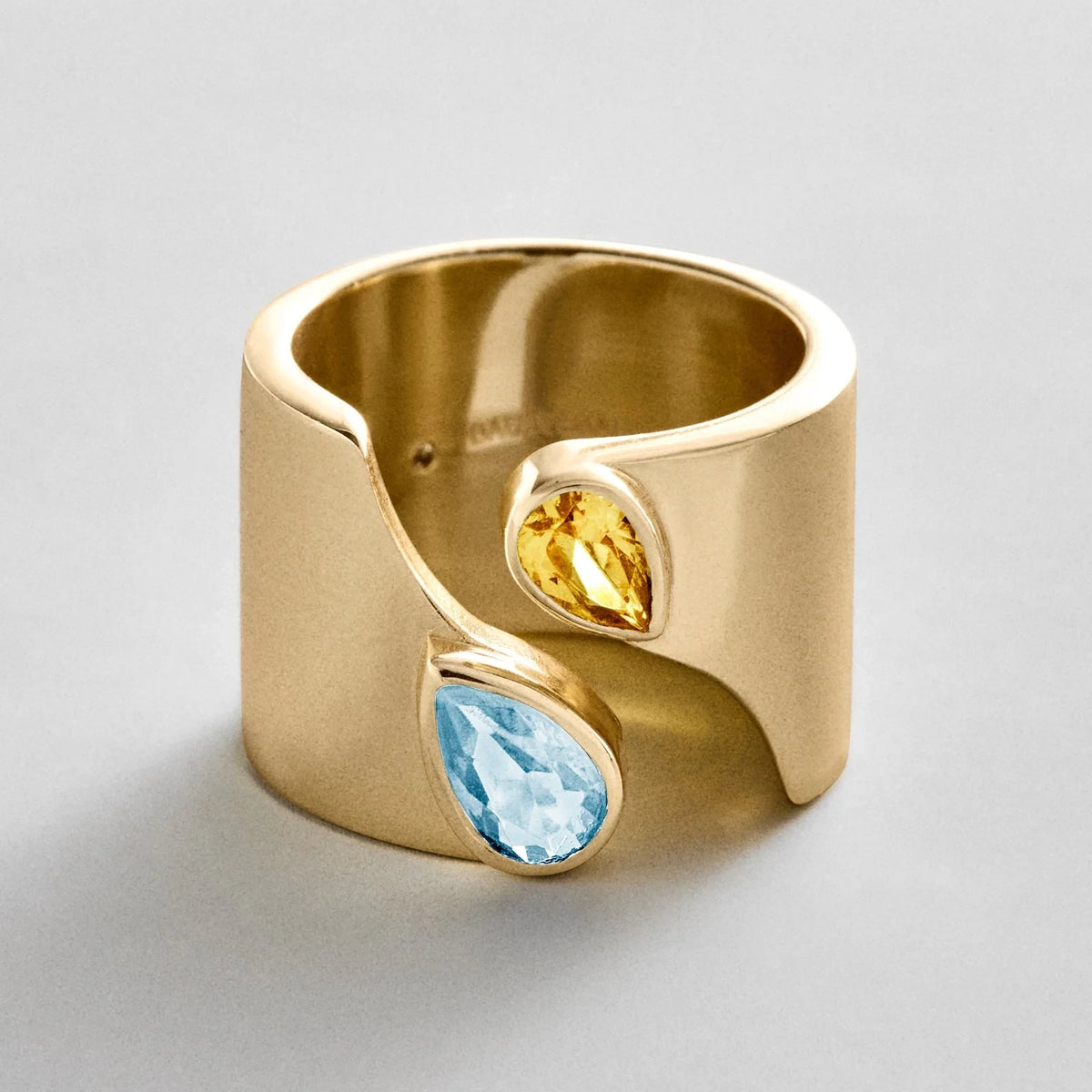 Personalized Two-Stone Open Band Ring - Gold