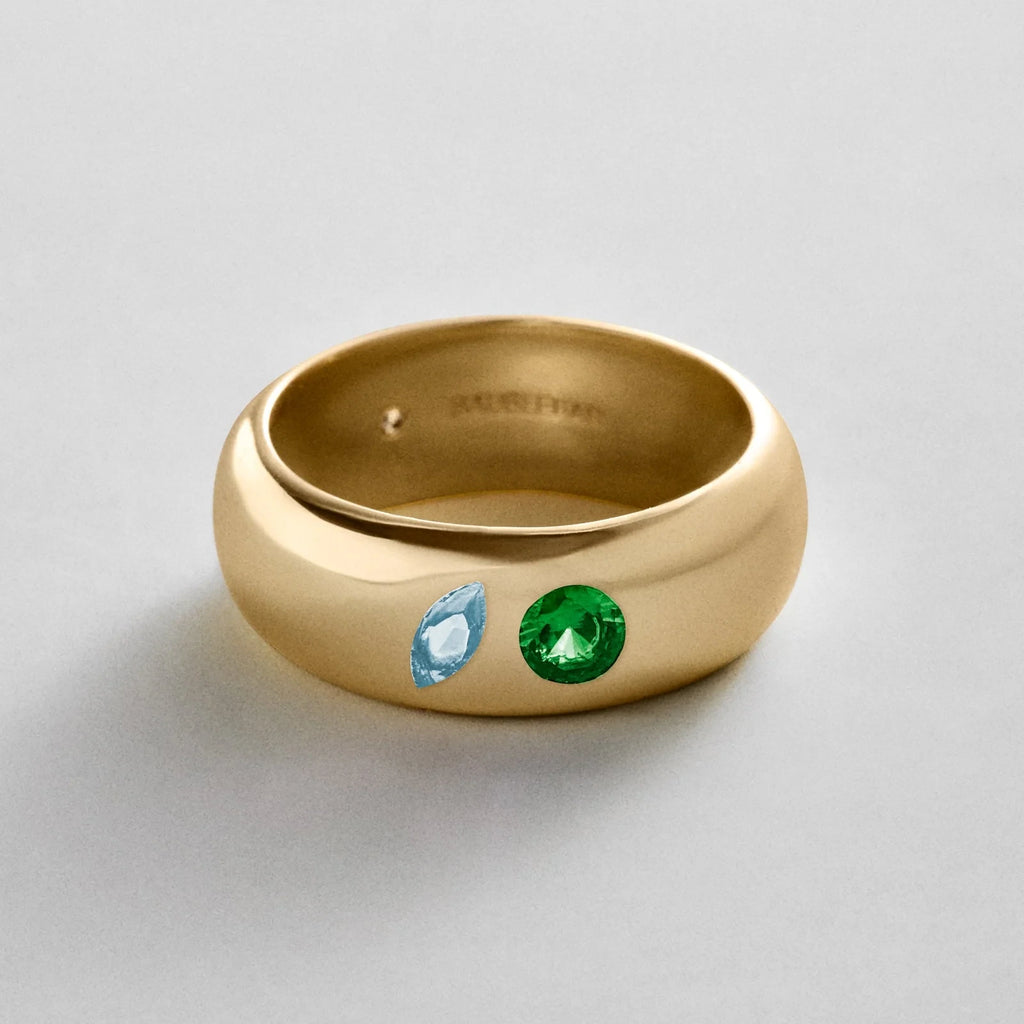 Custom Two-Stone Gold-Plated Band Ring