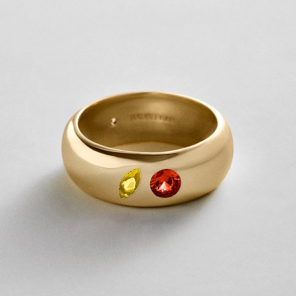 Custom Two-Stone Gold-Plated Band Ring