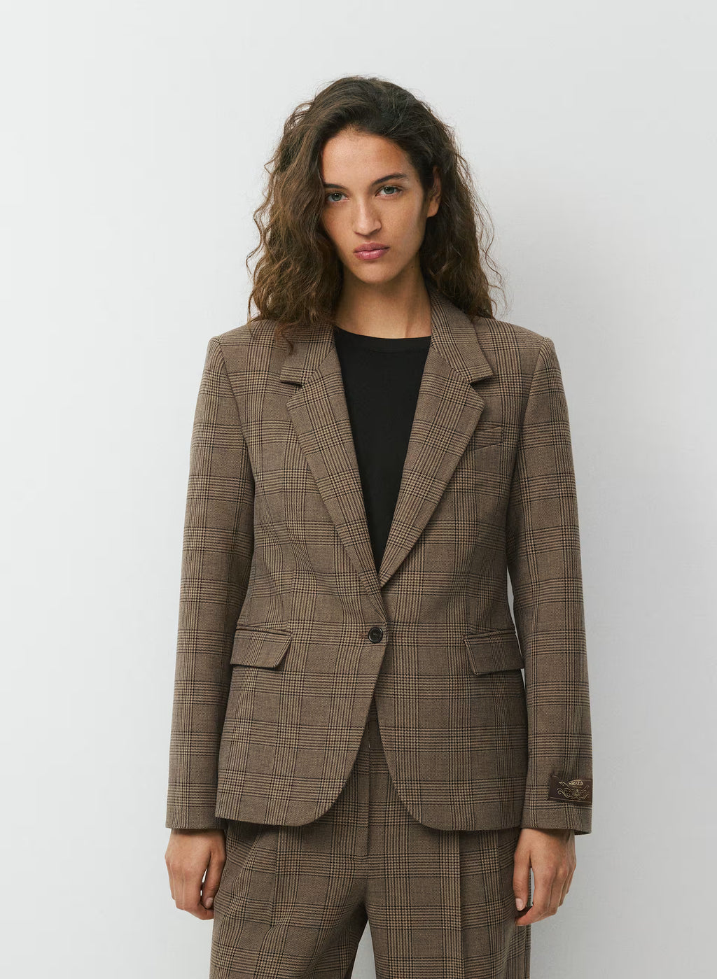 Single-Breasted Stretch Blazer - Check