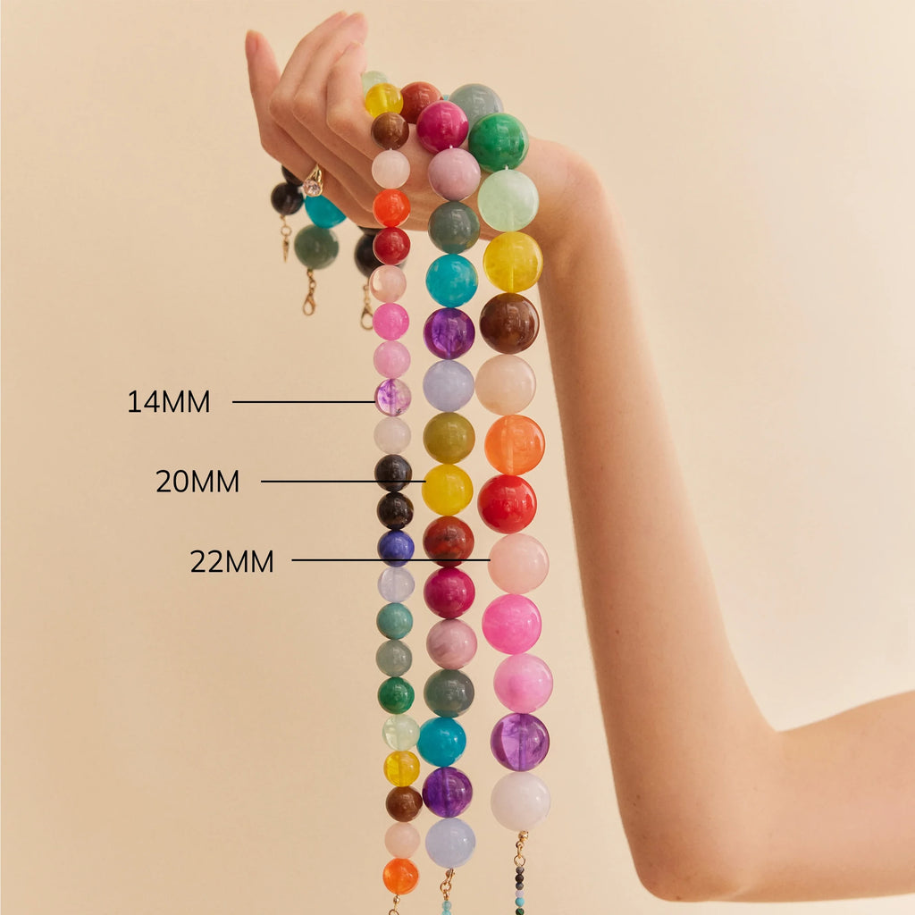 14mm Resin Beaded Necklace - Gold