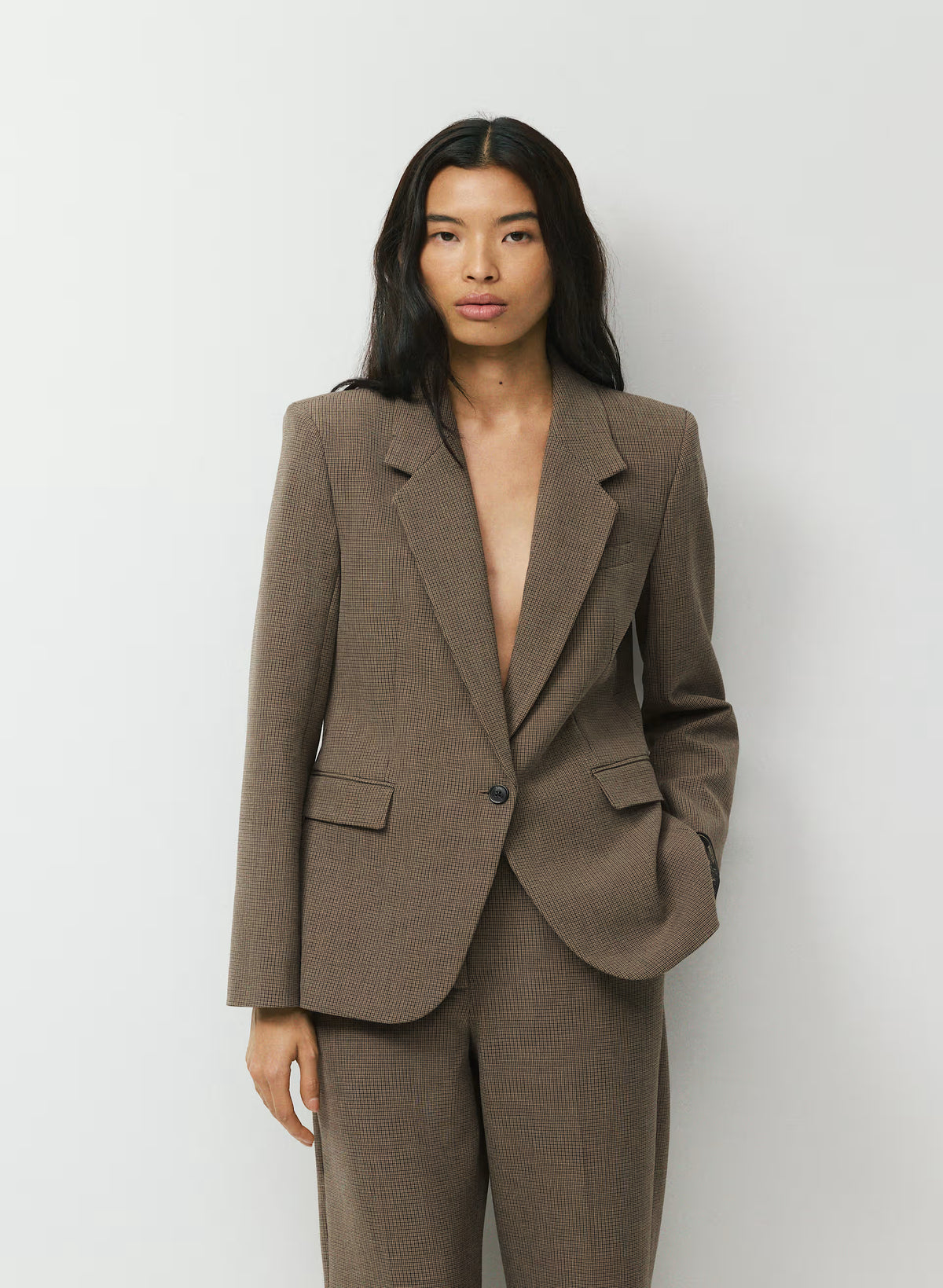 Single-Breasted Stretch Blazer - Check