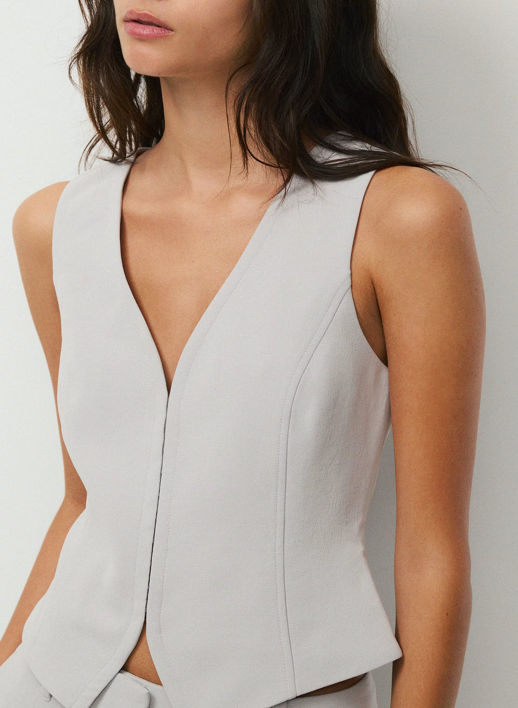Lined Tailored Suit Vest - Olive