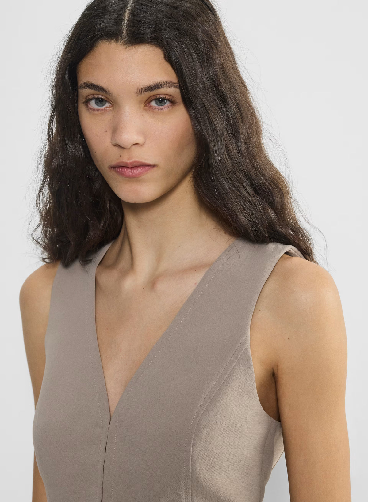 Lined Tailored Suit Vest - Olive