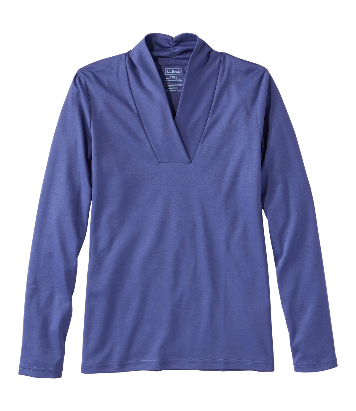 Women's Pima Cotton Shawl Collar T-Shirt - Blue