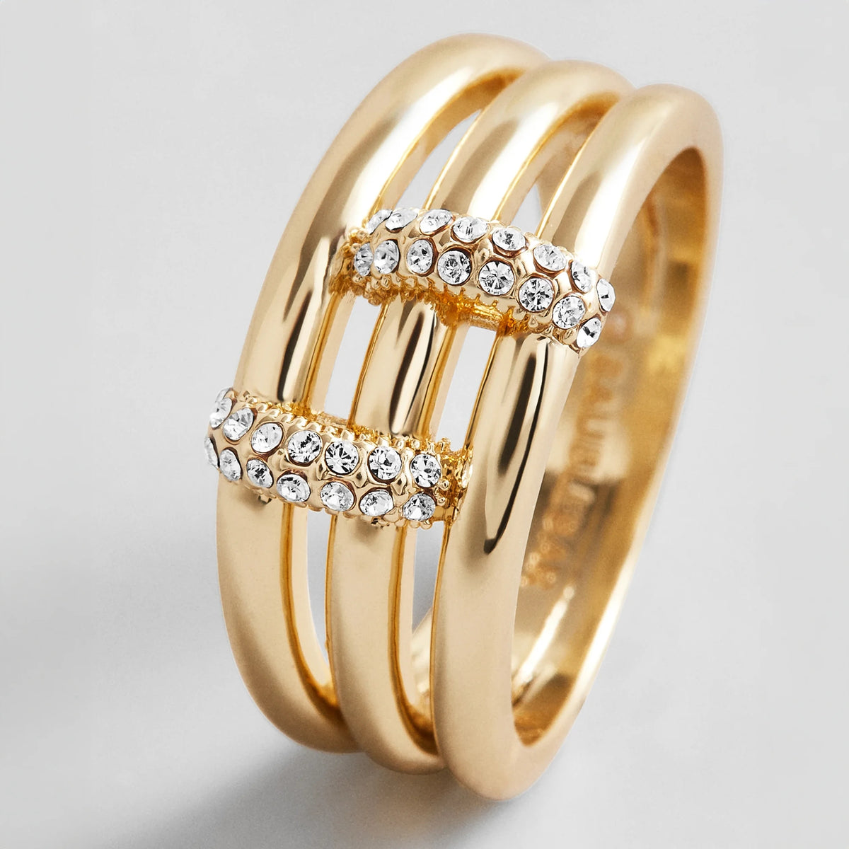 Four-Band Crystal Layered Ring - Gold