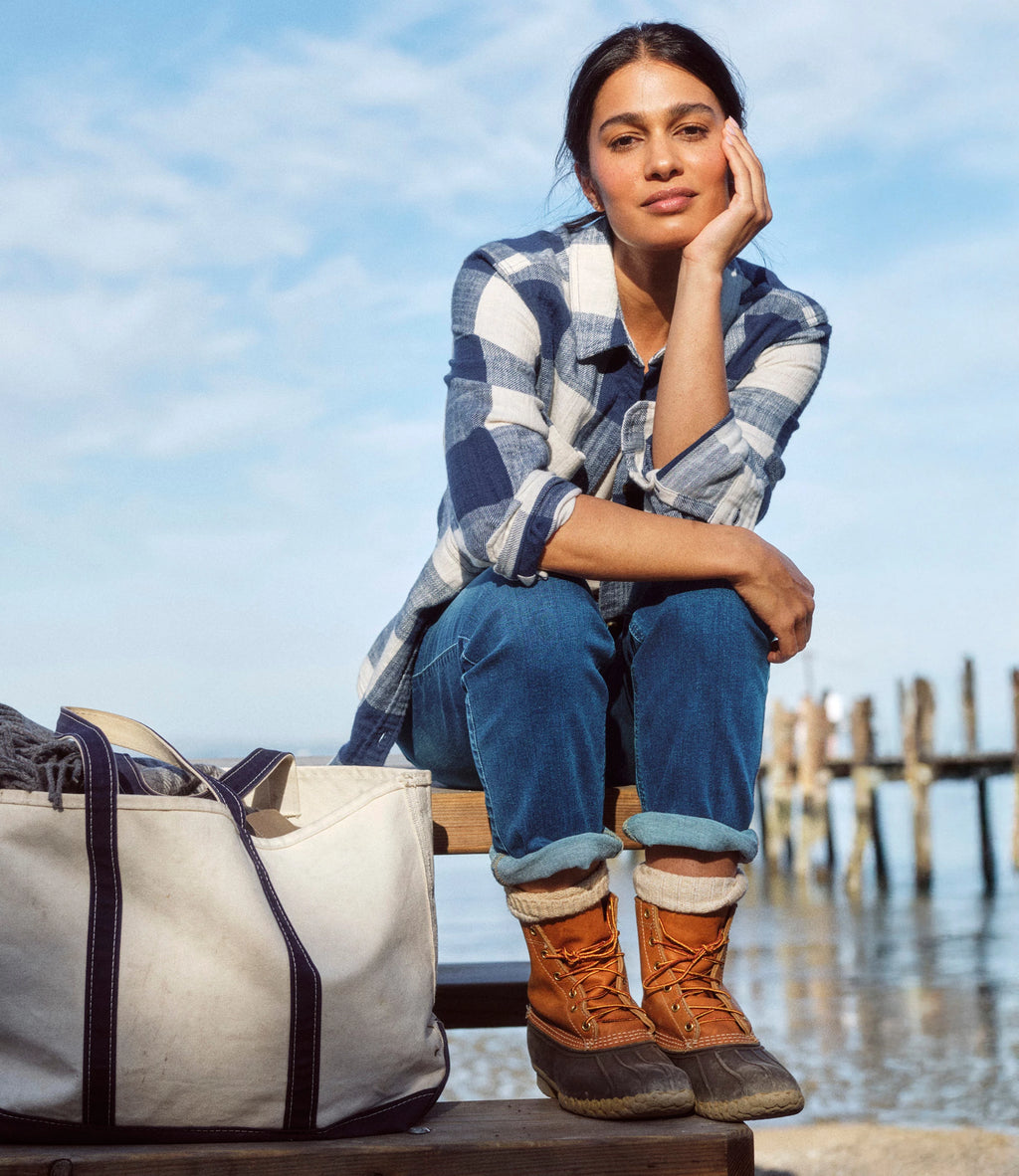 Women's Brushed Cotton Flannel Shirt - Natural