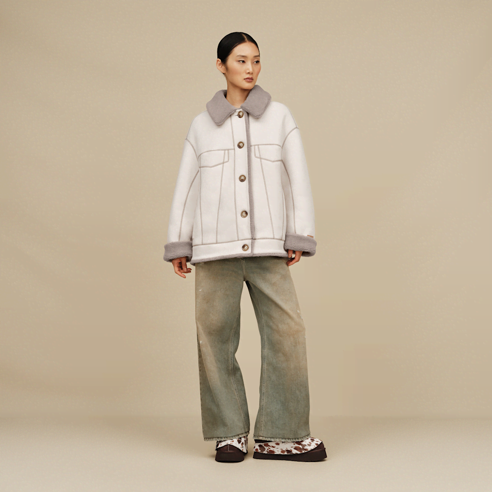 Women's Reversible Faux Suede Trucker Jacket