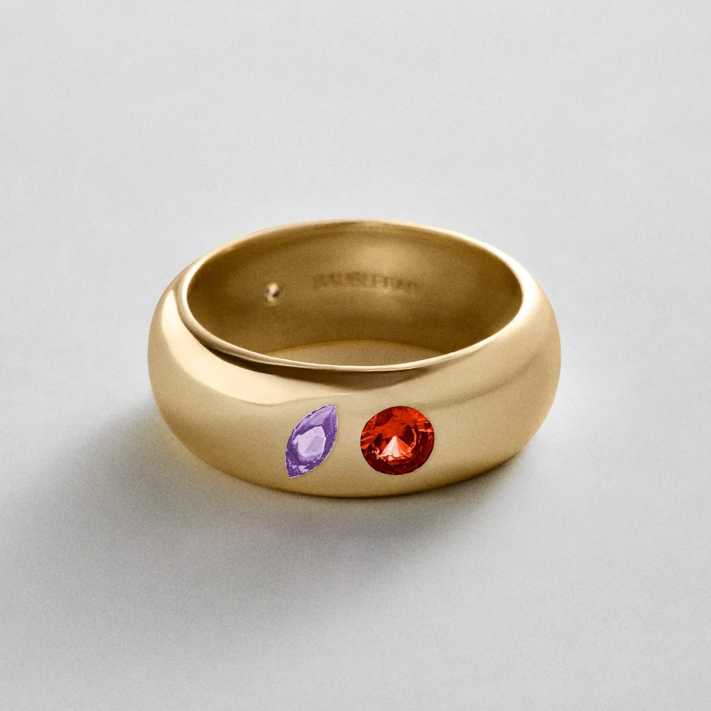 Custom Two-Stone Gold-Plated Band Ring