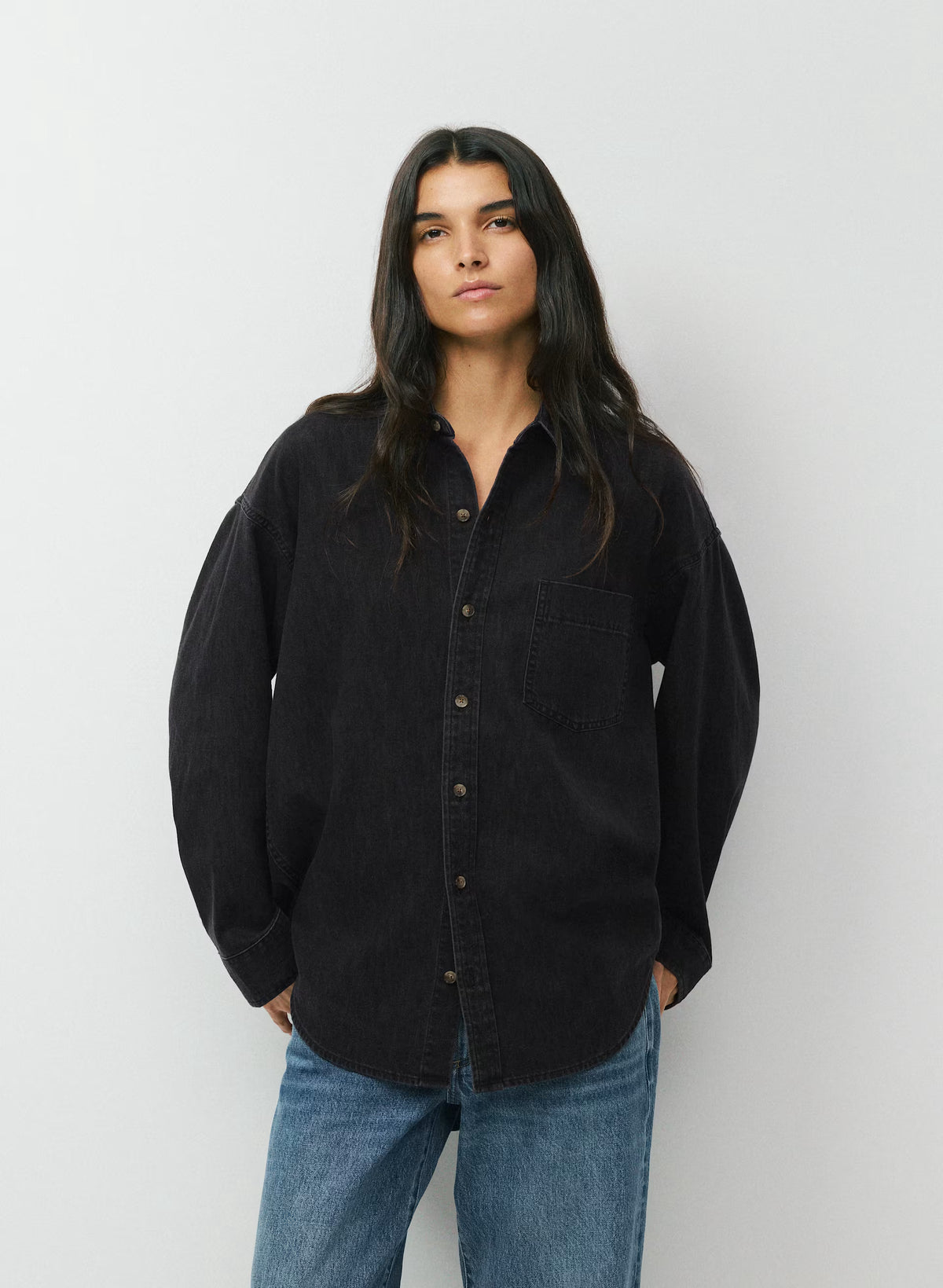 Oversized Hemp Blend Denim Shirt - Indigo