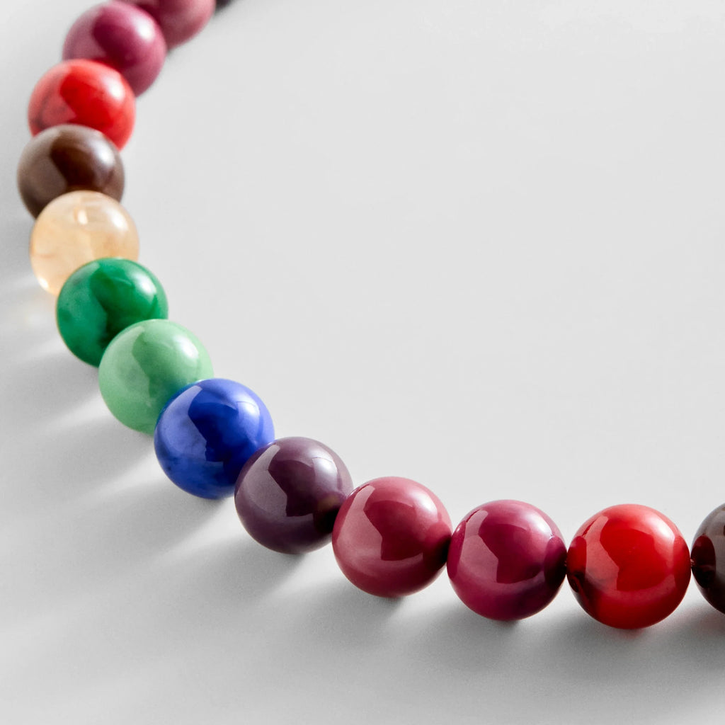 Dark Multicolor Beaded Necklace - 14mm