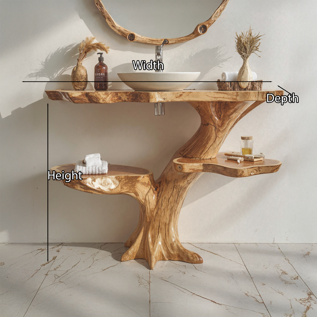 Live Edge Wood Floating Bathroom Vanity Counter Shelf - view 5