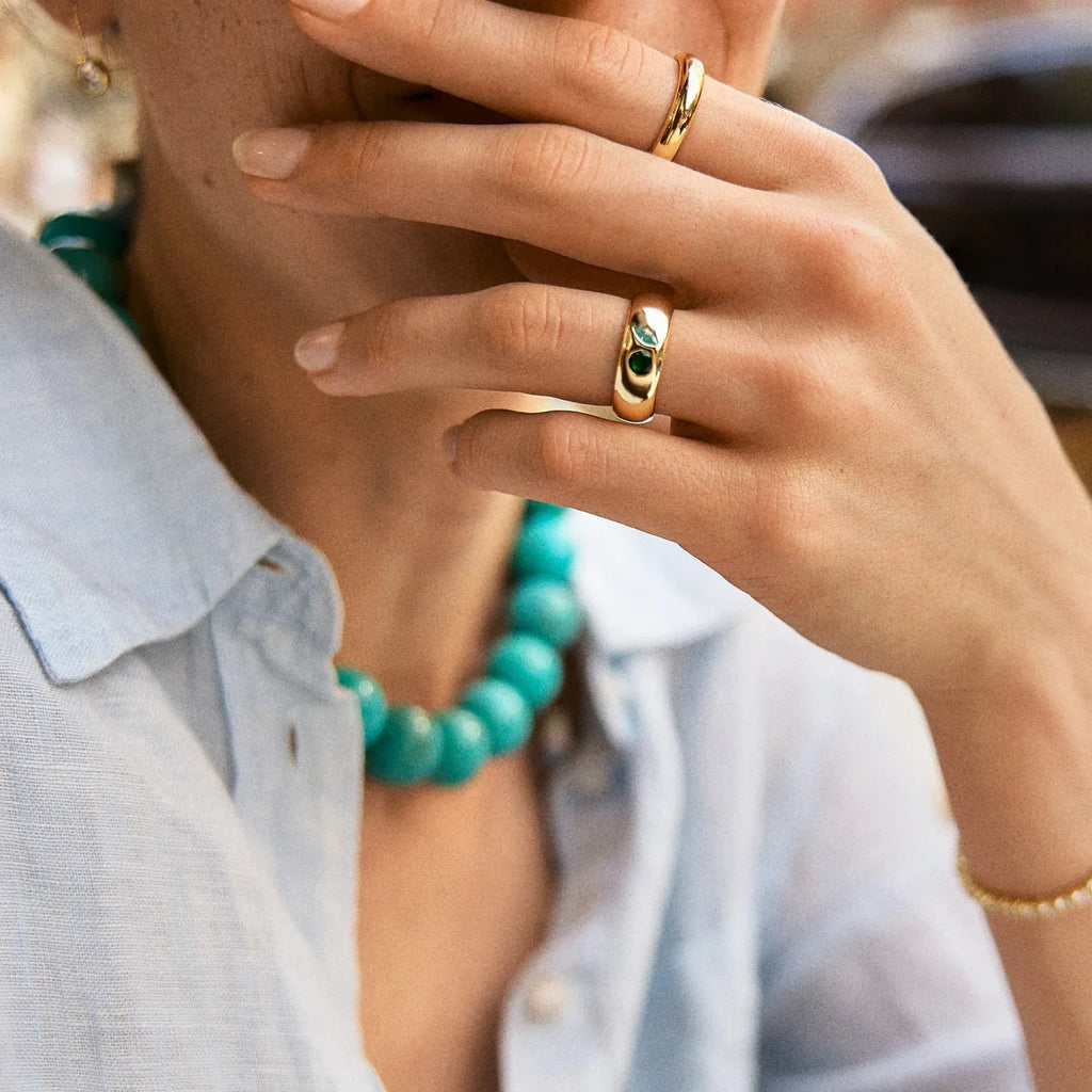 Custom Two-Stone Gold-Plated Band Ring