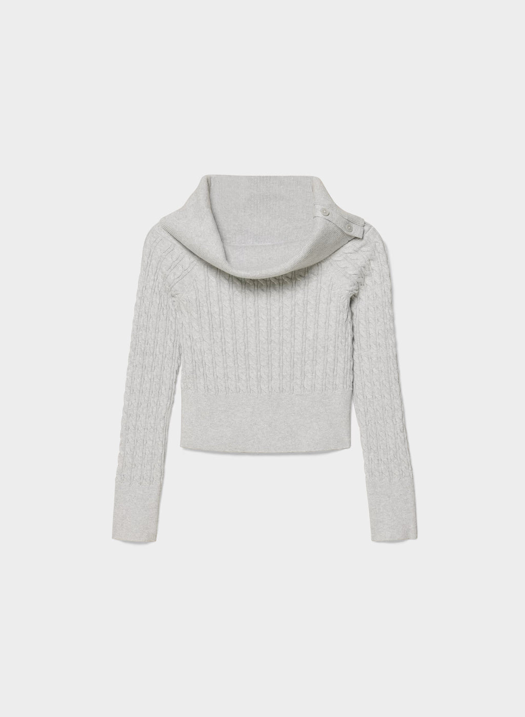 Off-Shoulder Cable Knit Sweater - Gray