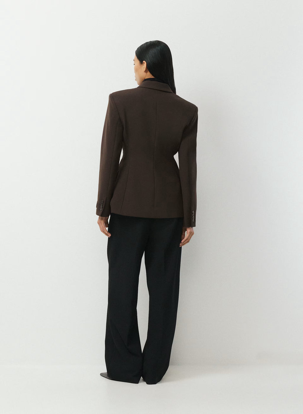 Single-Breasted Stretch Blazer - Brown Check
