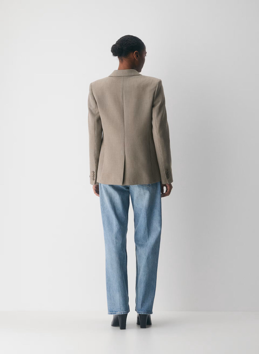 Single-Breasted Stretch Blazer - Check