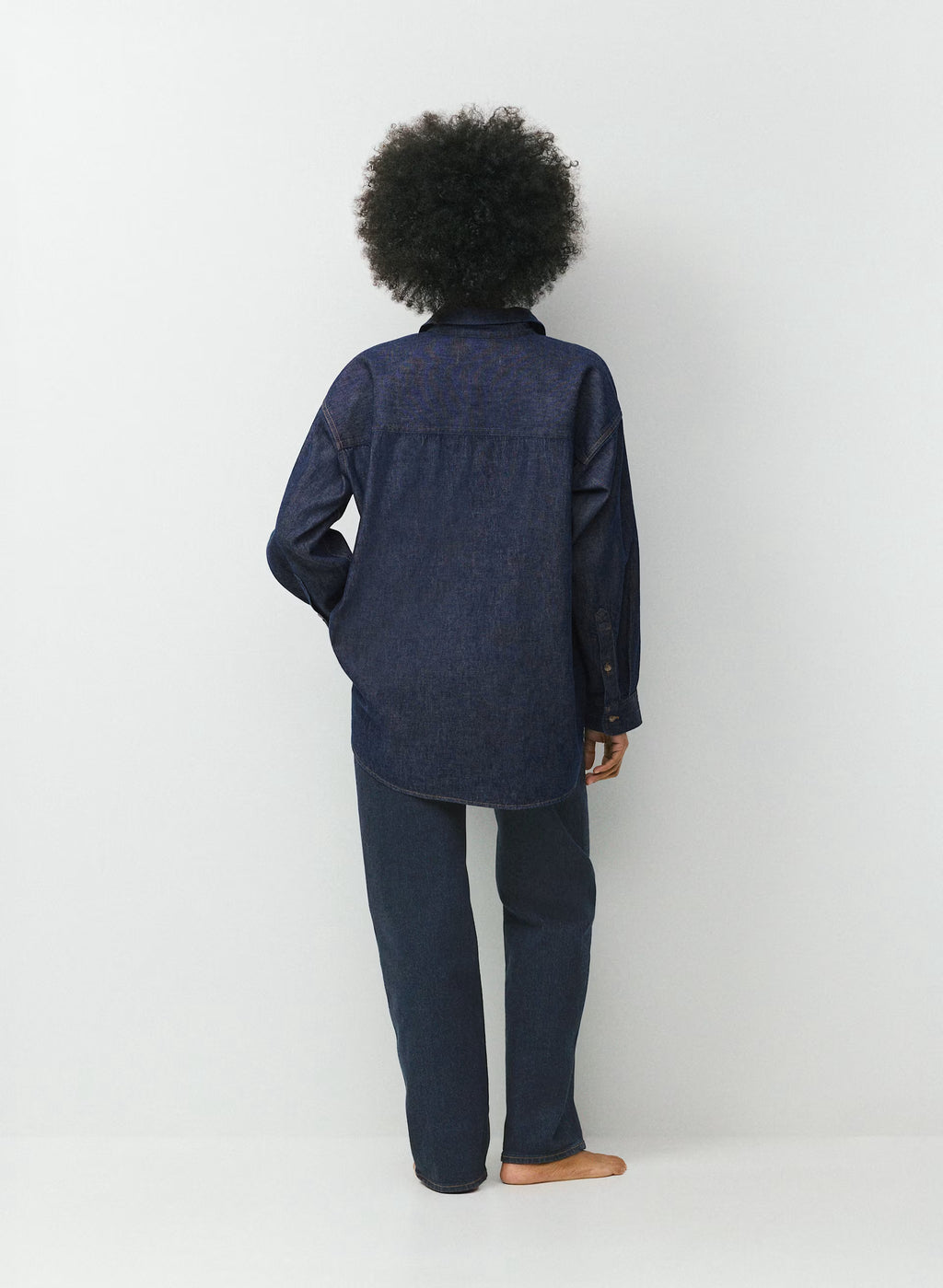 Oversized Hemp Blend Denim Shirt - Indigo