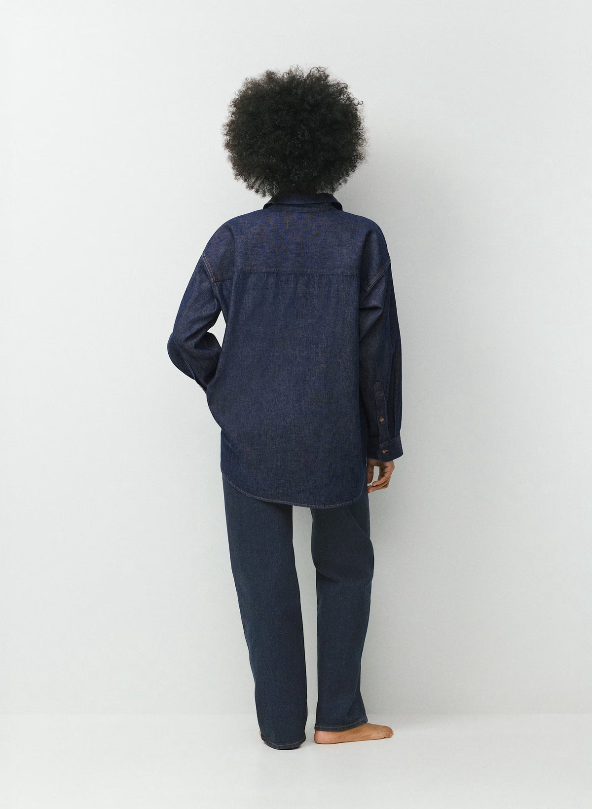 Oversized Hemp Blend Denim Shirt - Indigo