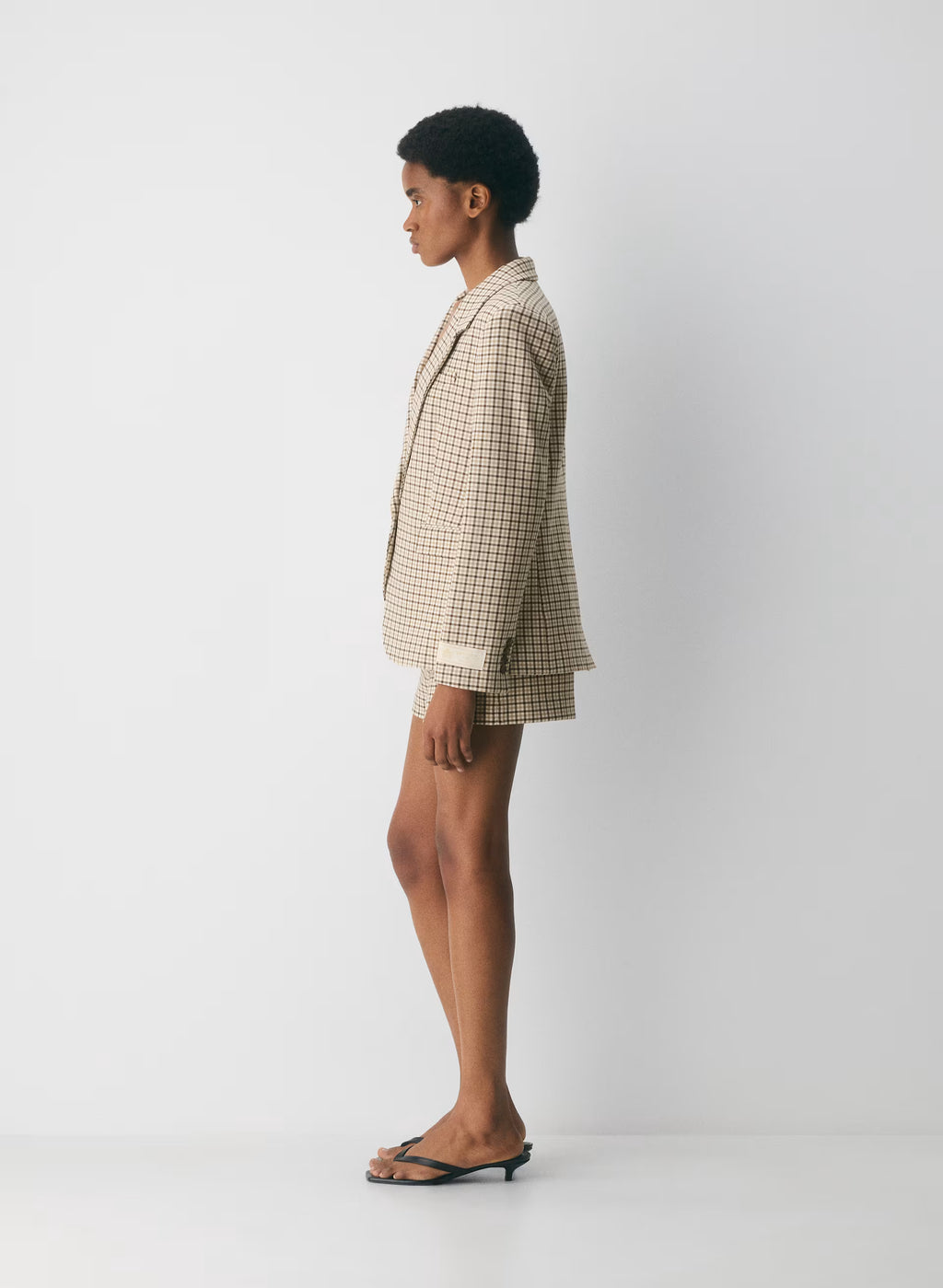 Single-Breasted Stretch Blazer - Check