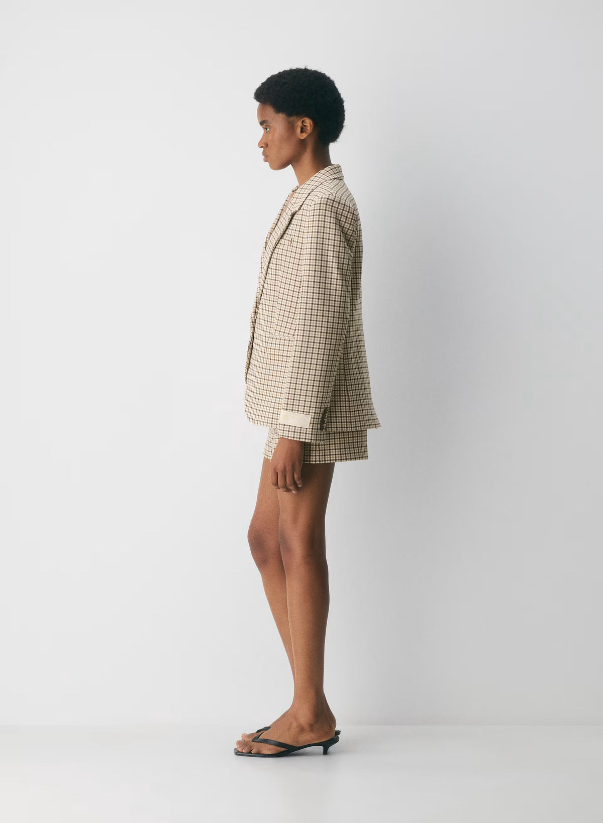 Single-Breasted Stretch Blazer - Check