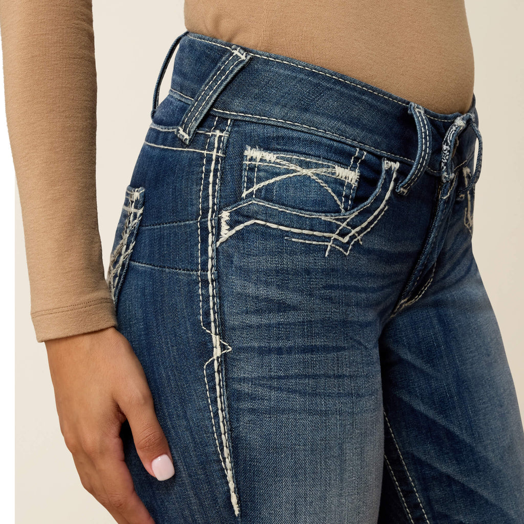 Women's Mid-Rise Stretch Boot Cut Jeans - Blue