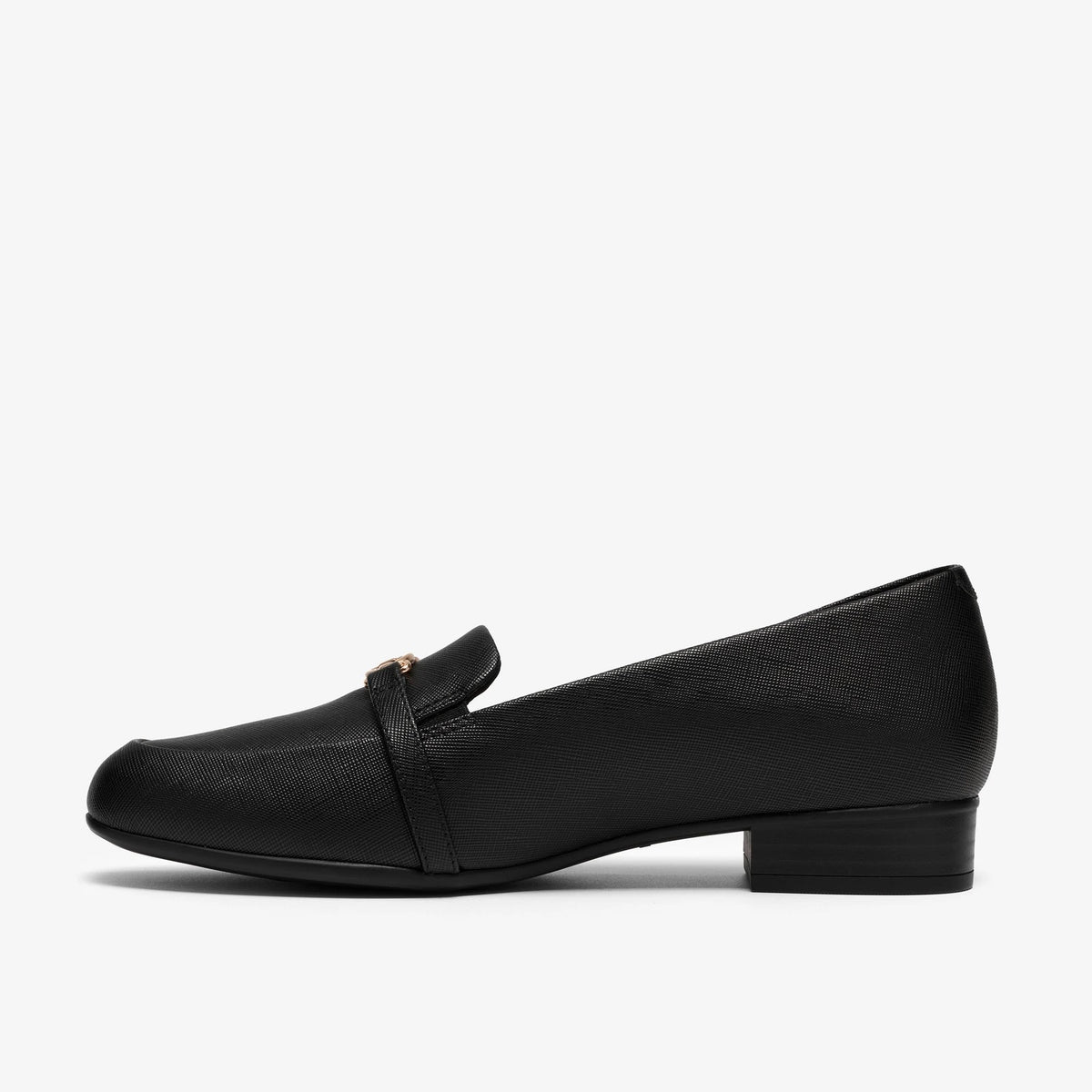 Leather Low Heel Loafer - Black
