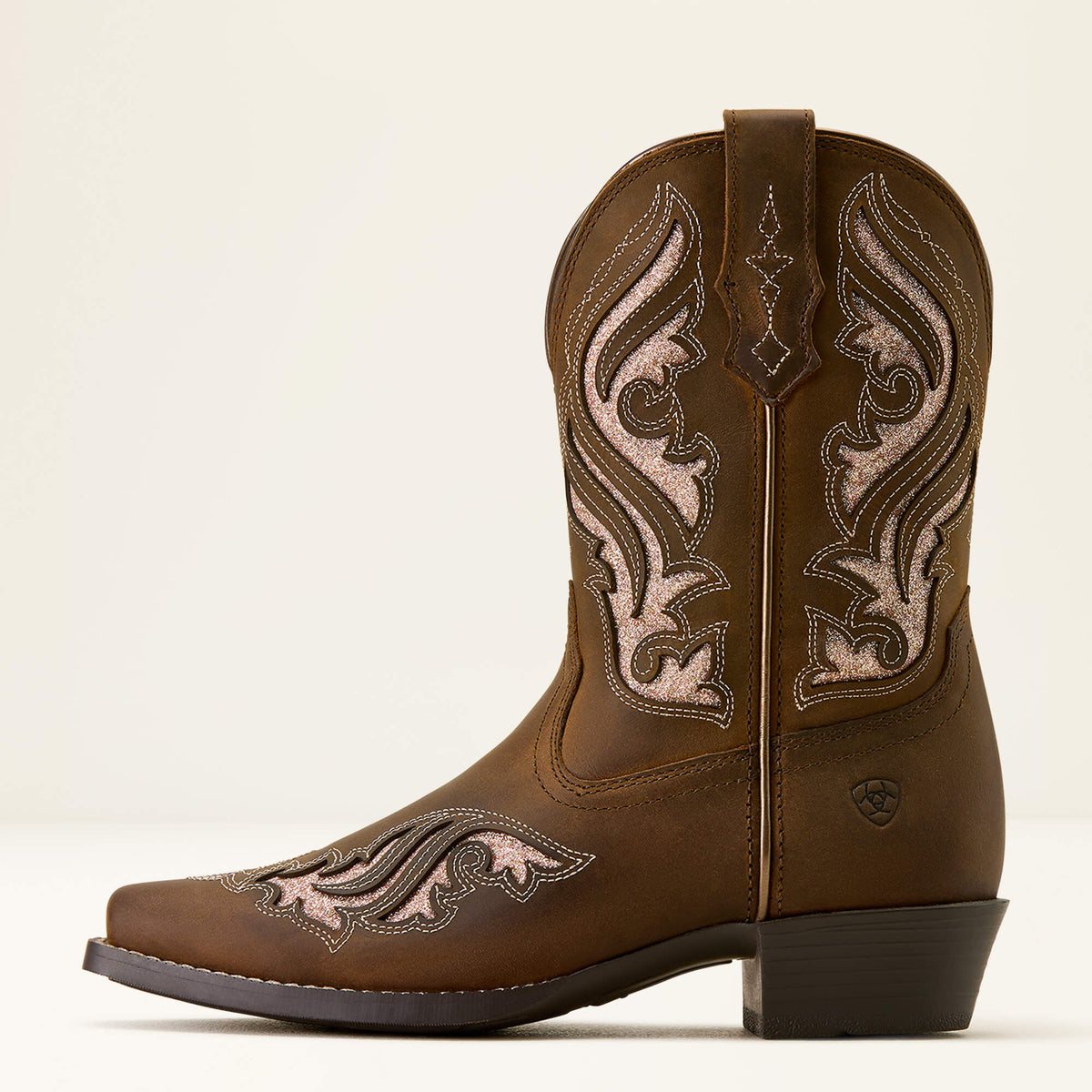 Kids' Glitter Cutout Western Boot - Brown