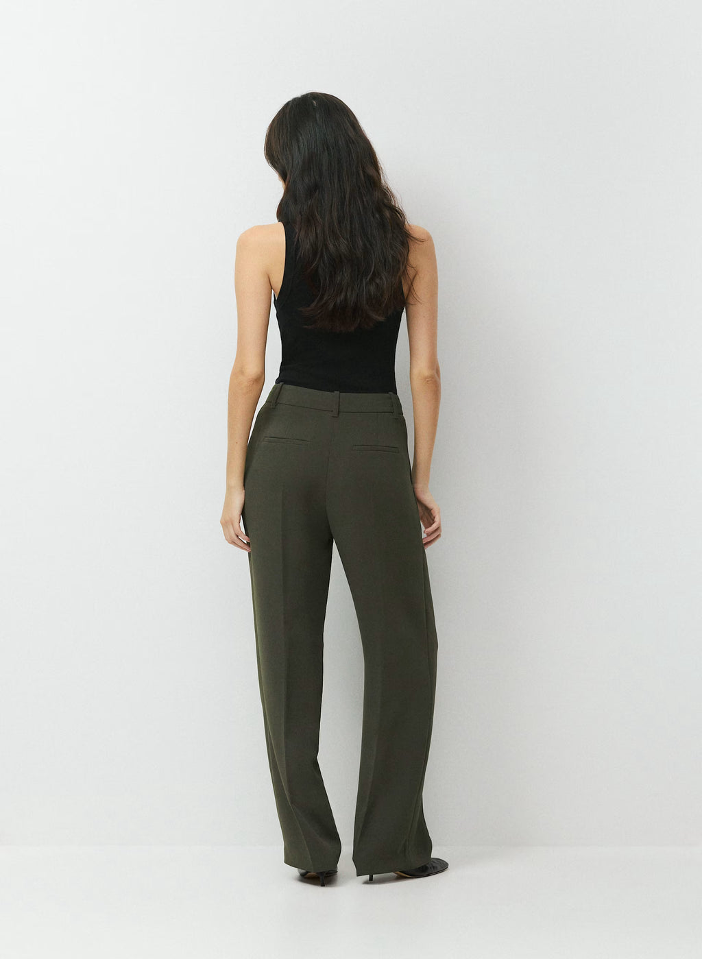 High-Rise Wide-Leg Crepe Trousers - Sand