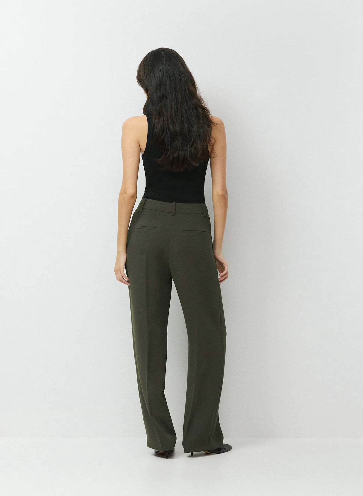 High-Rise Wide-Leg Crepe Trousers - Sand
