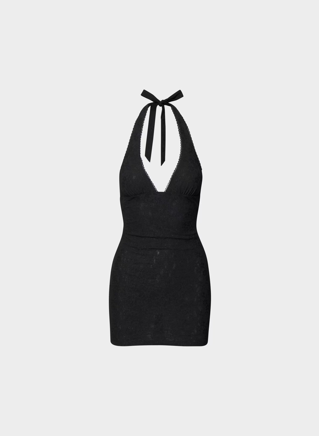 Floral Lace Halter Micro Dress - Plum