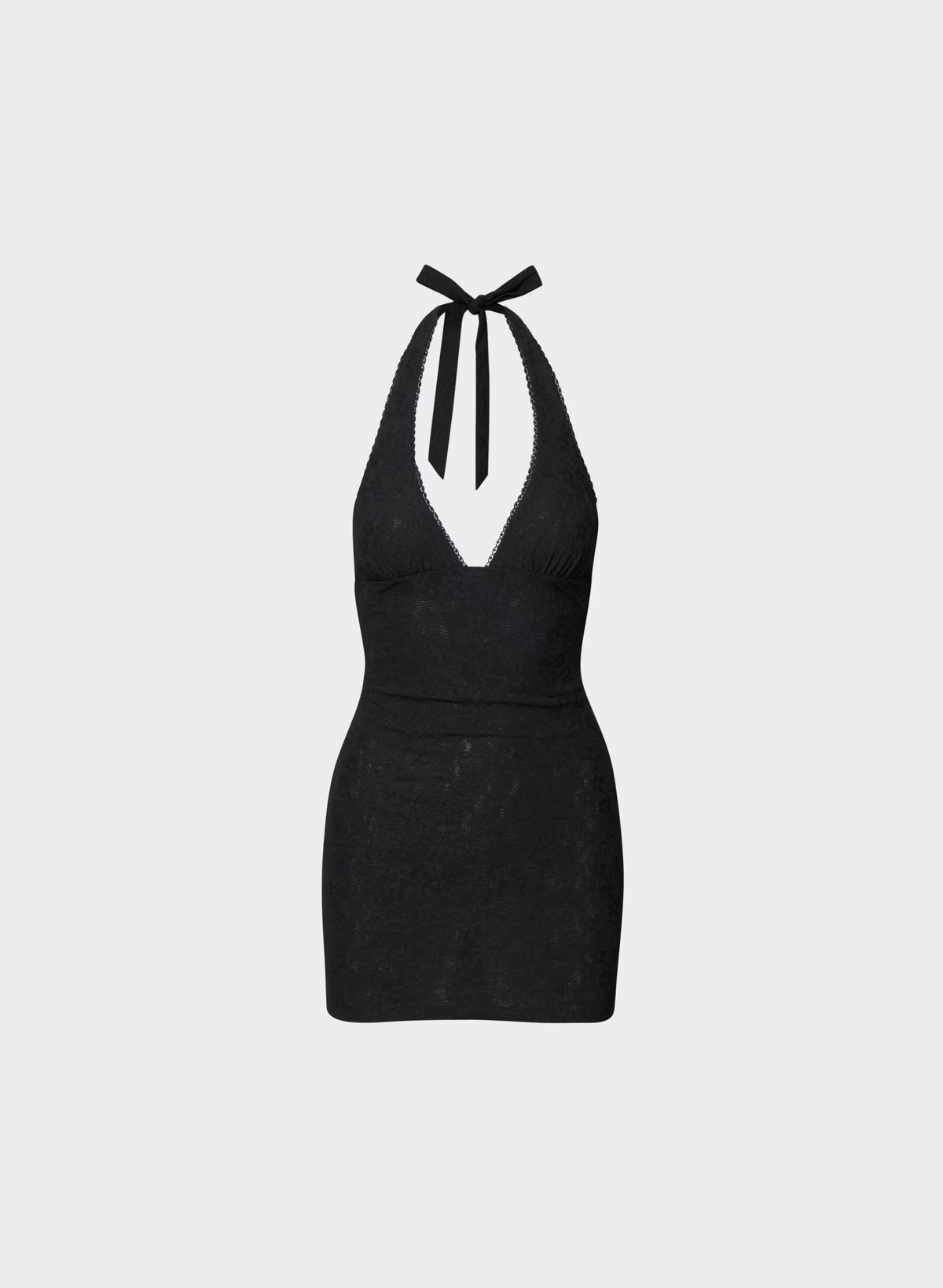 Floral Lace Halter Micro Dress - Plum