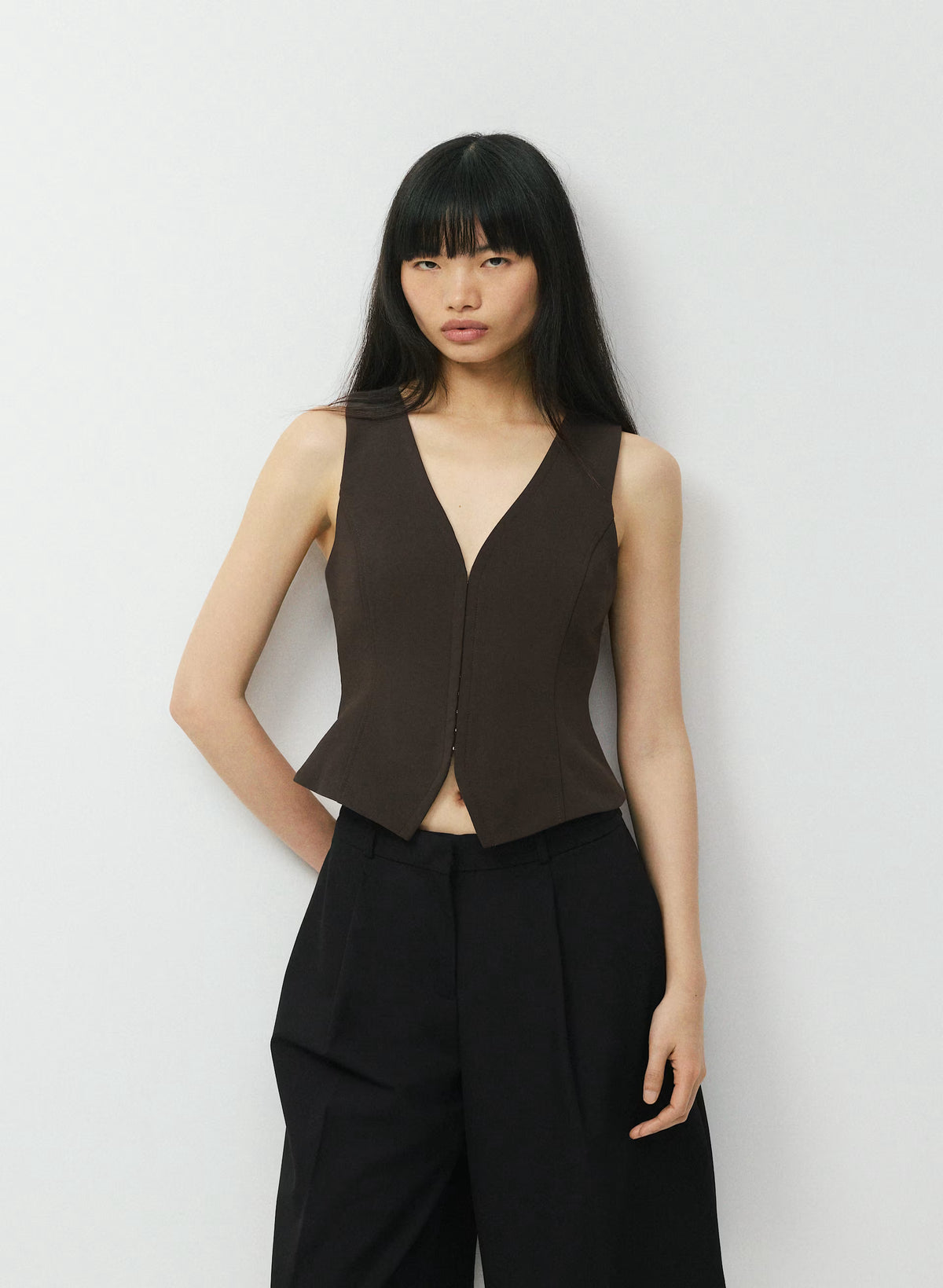 Lined Tailored Suit Vest - Olive