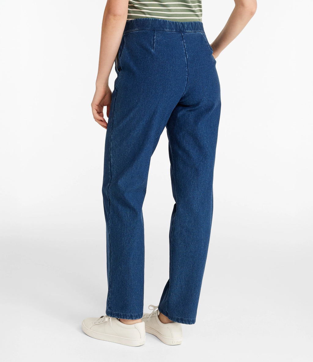 Women's Fleece-Back Straight Leg Denim Pants - Indigo