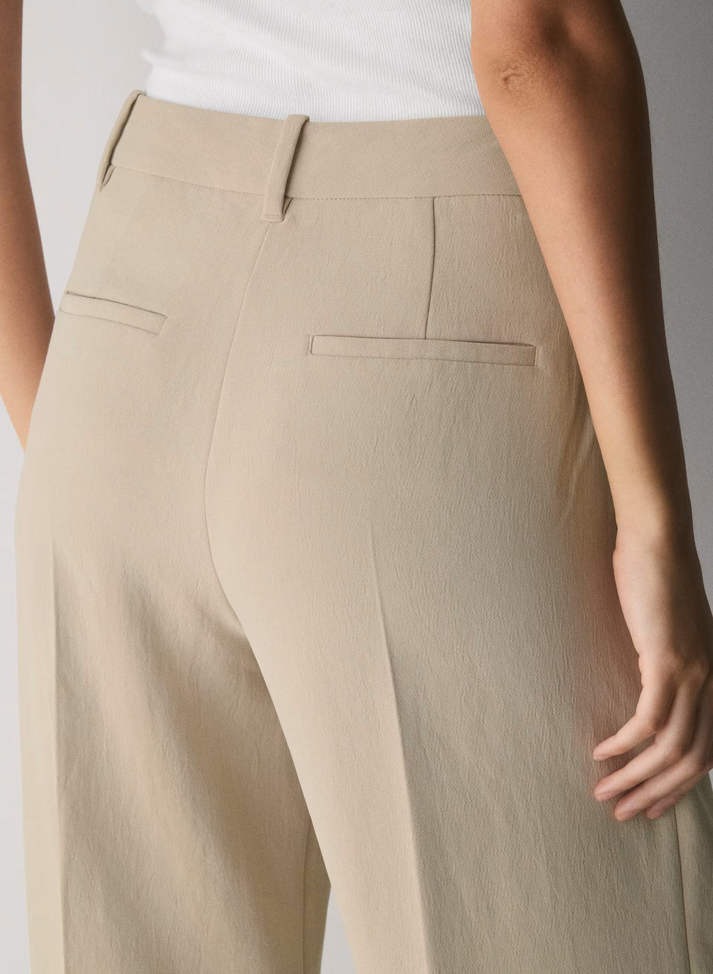 High-Rise Wide-Leg Crepe Trousers - Sand