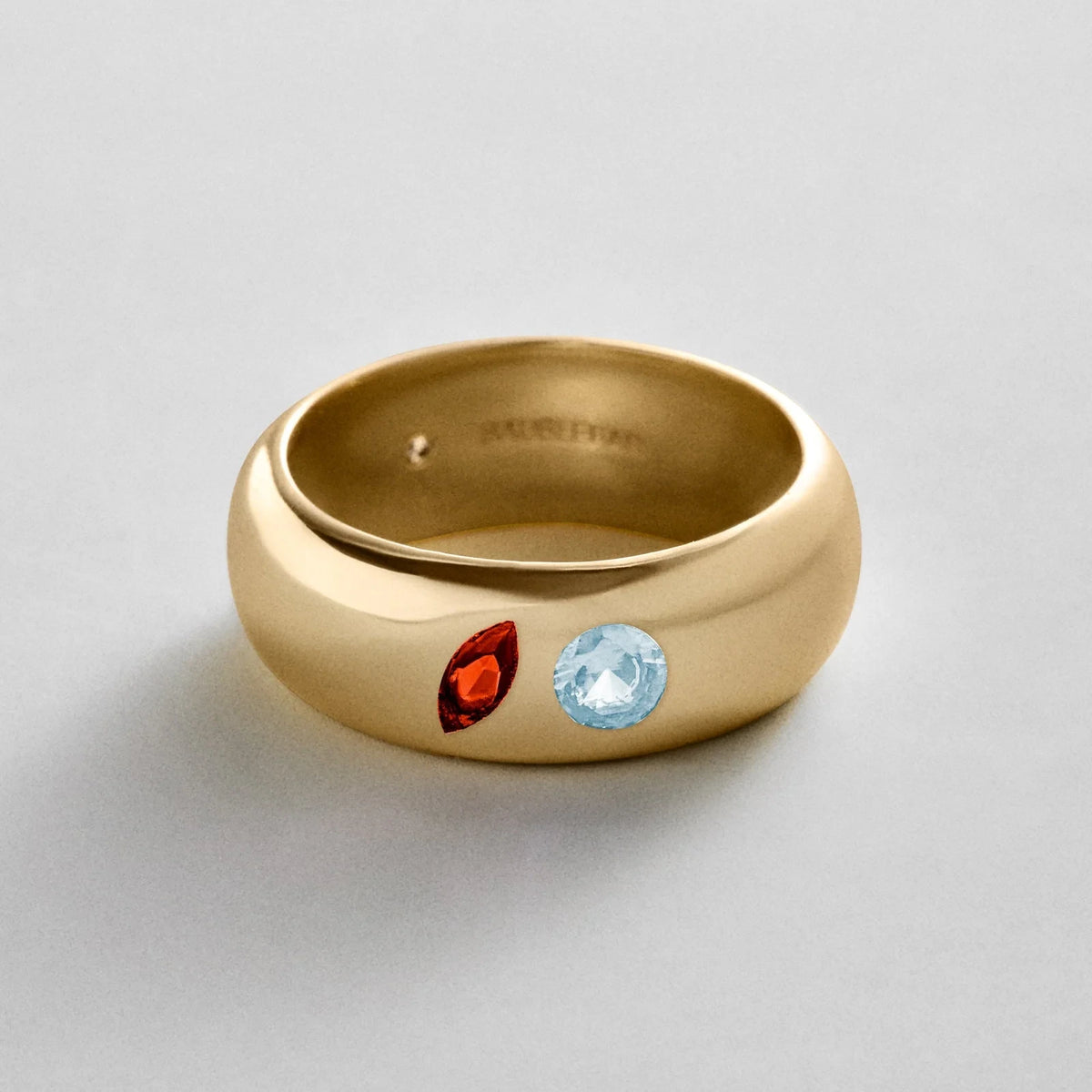 Custom Two-Stone Gold-Plated Band Ring