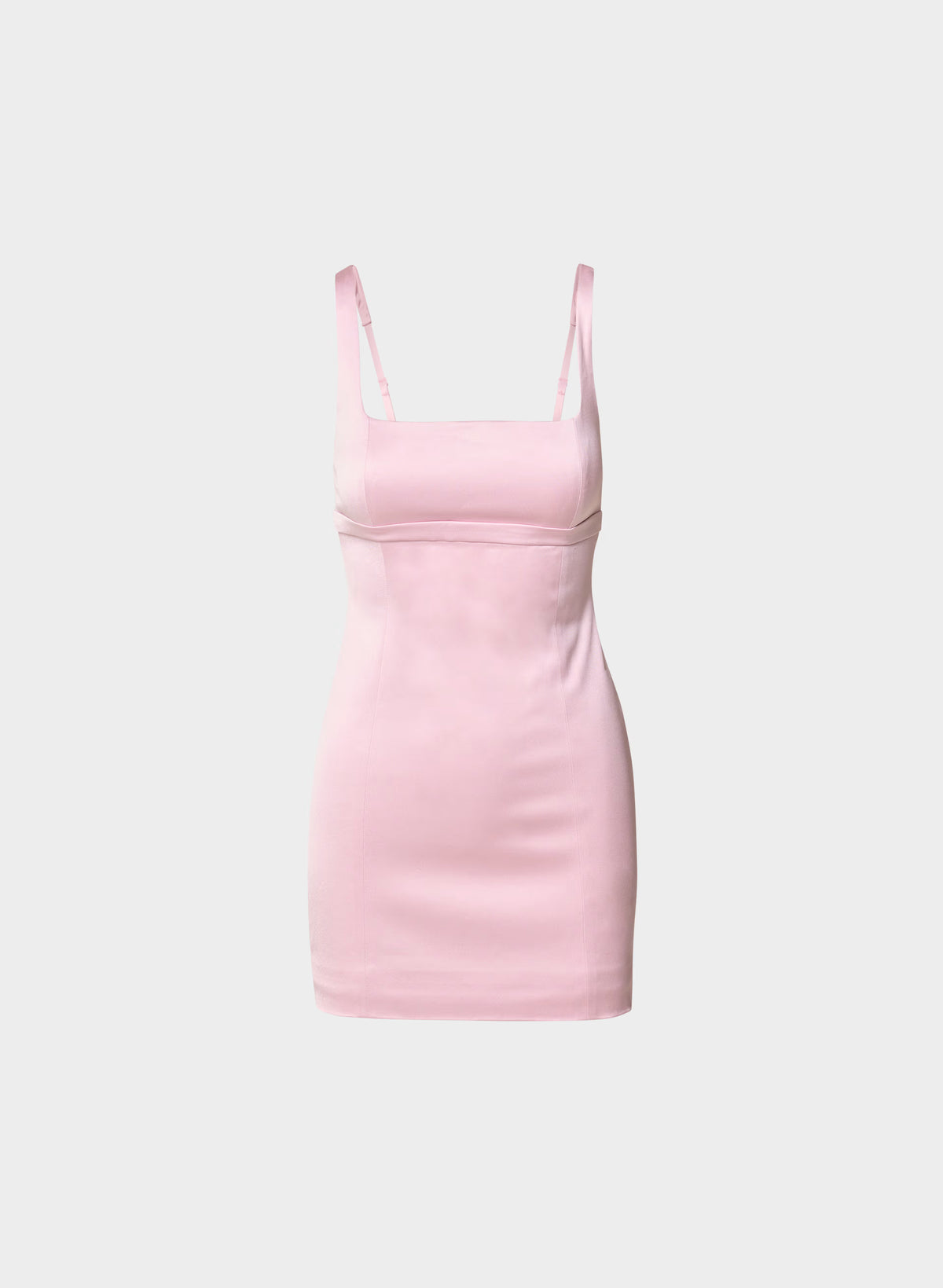 Square-Neck Stretch Satin Mini Dress - Pink