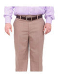 Men's Classic Fit Beige Textured Flat Front Wool Dress Pants