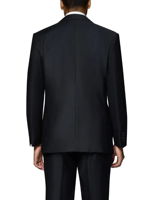 Men's Solid Black Wool Classic Fit 3-Piece Suit