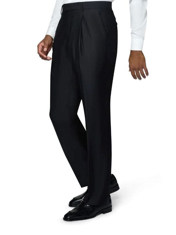 Men's Solid Black Wool Classic Fit 3-Piece Suit
