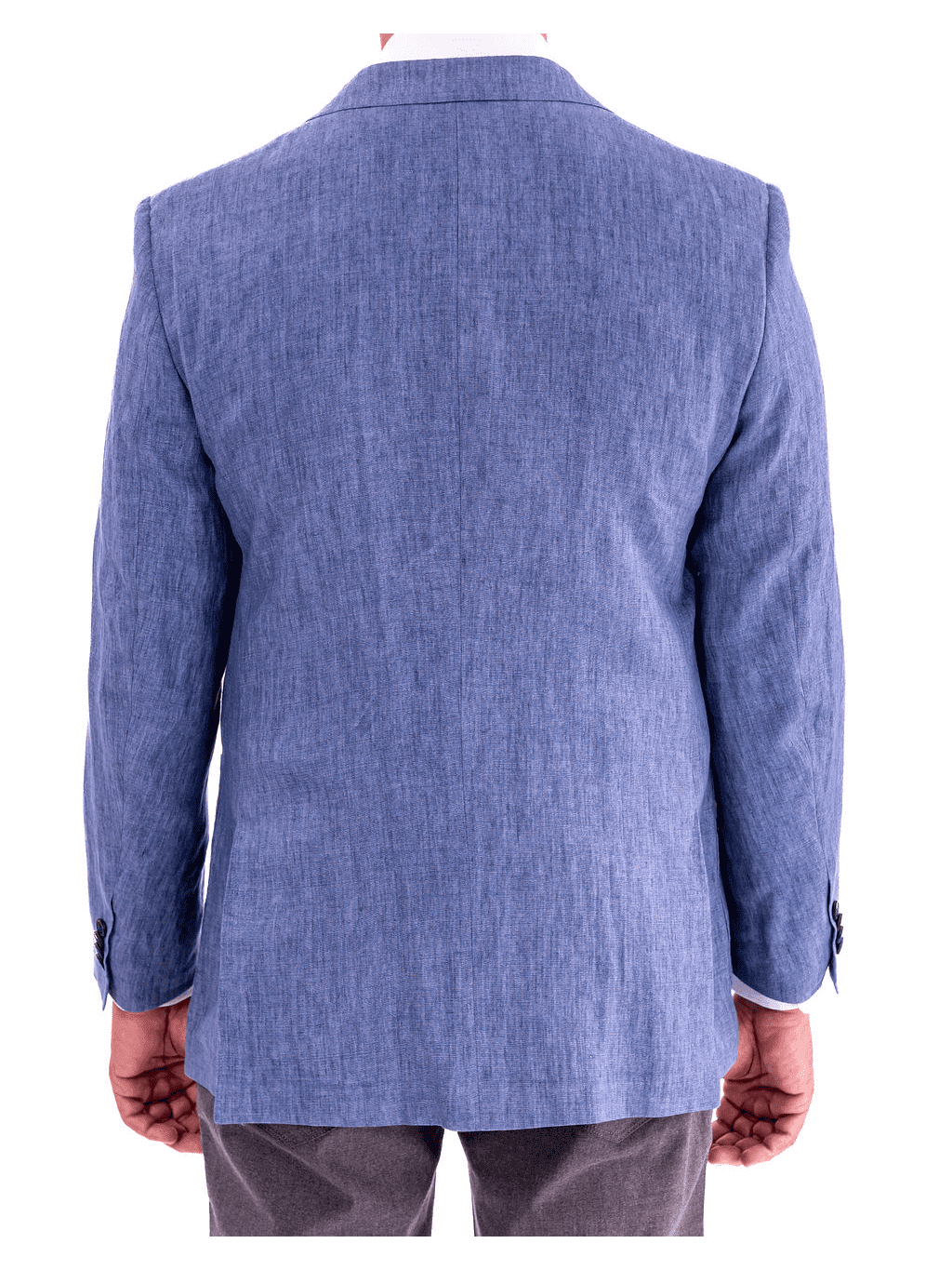 Men's Blue Linen Regular Fit 1/4 Lined Blazer Sport Coat