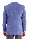 Men's Blue Linen Regular Fit 1/4 Lined Blazer Sport Coat